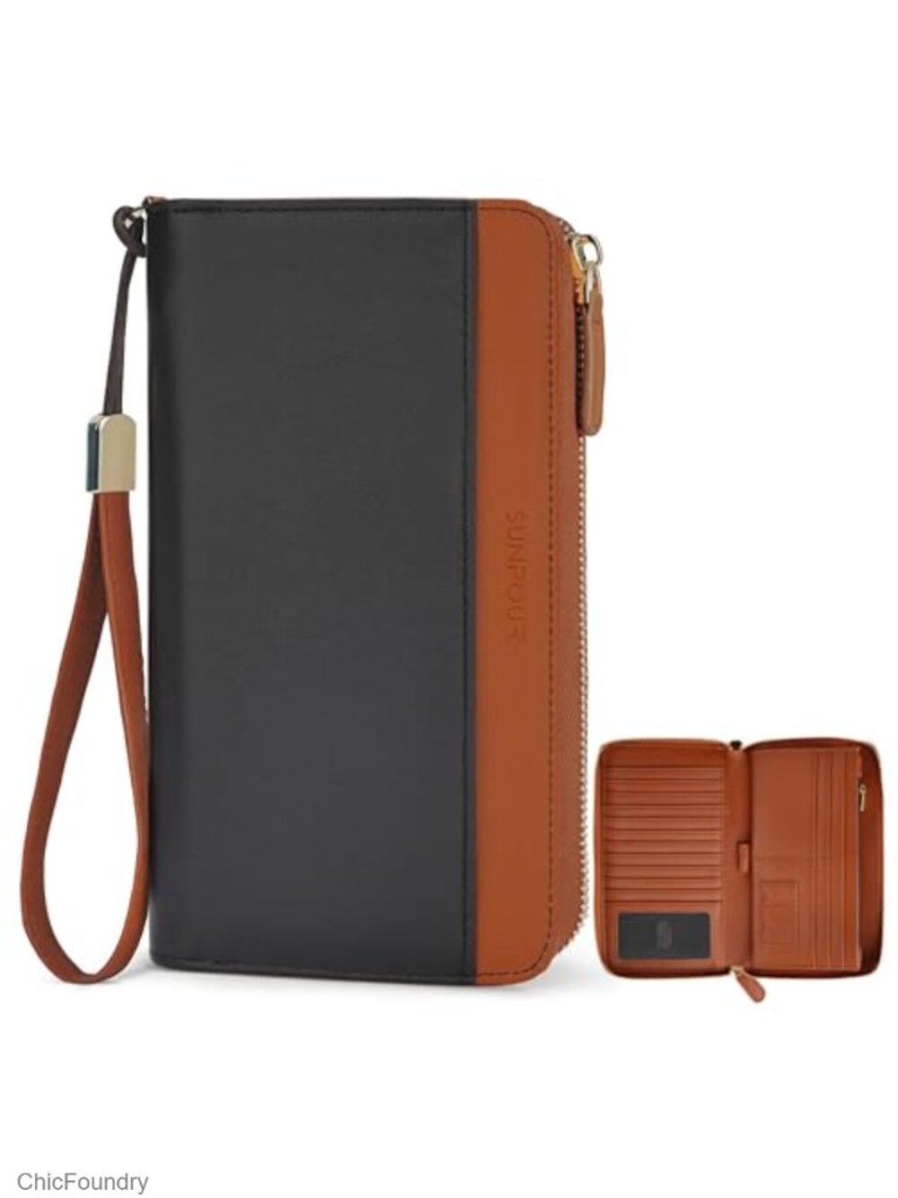 RFID Travel Wallet for Women, 21 Card Slots, AirTag Slot, Faux Leather